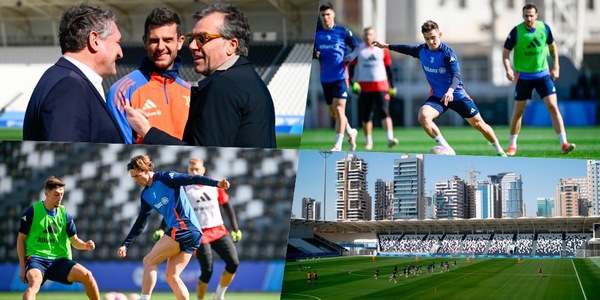 Vlahovic e Conceicao al top, sorrisi Motta e Giuntoli: la Juve si allena a Riad
