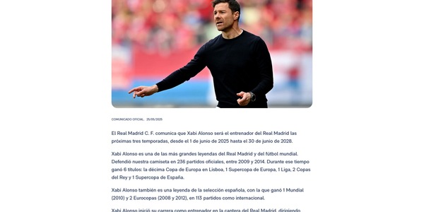 Real Madrid, ufficiale: Xabi Alonso nuovo tecnico