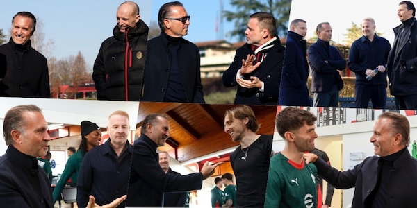 Milan, sorpresa Cardinale. Incontro con Allegri, Tare e Ibra. Abbracci con Modric e Pulisic