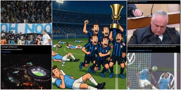 Dall’inno di Nek ai regali Lazio: tutte le ironie social sulla finale di Coppa Italia