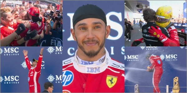 Lacrime Hamilton, Ferrari e tifosi in festa: le immagini del trionfo di Lewis