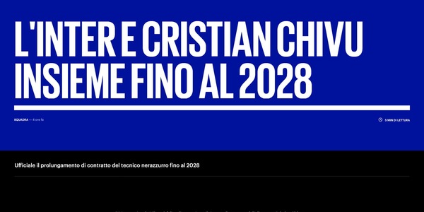 Inter, ufficiale: Chivu prolunga fino al 2028
