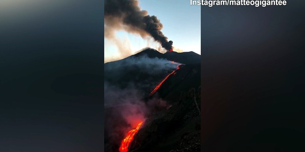 Tennis, Gigante riprende l'eruzione dell'Etna