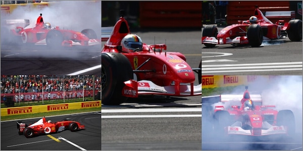 La Ferrari F2002 di Schumacher a Monza: il V10 torna a tuonare con Vettel