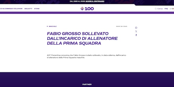 Ufficiale: Grosso non è più l'allenatore della Fiorentina