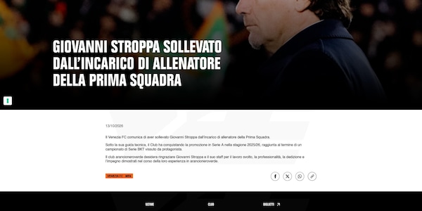 Venezia, ufficiale: Stroppa non è più l'allenatore dei lagunari