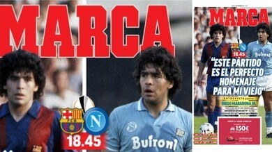 Barcellona-Napoli, la prima pagina di Marca dedicata a Maradona