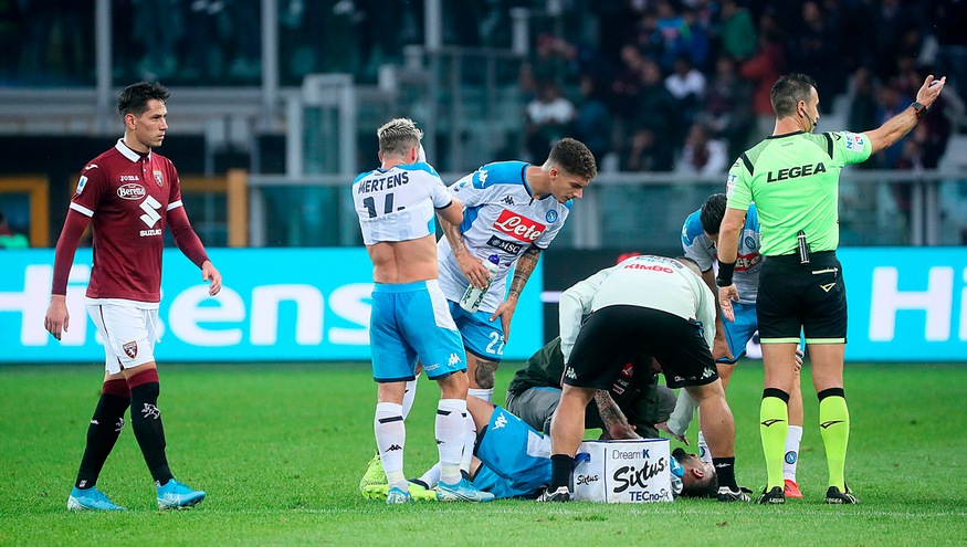 Napoli, Hysaj: frattura parcellare allo sterno