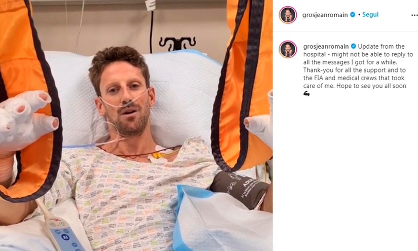F1: Grosjean uscirà domani dall'ospedale