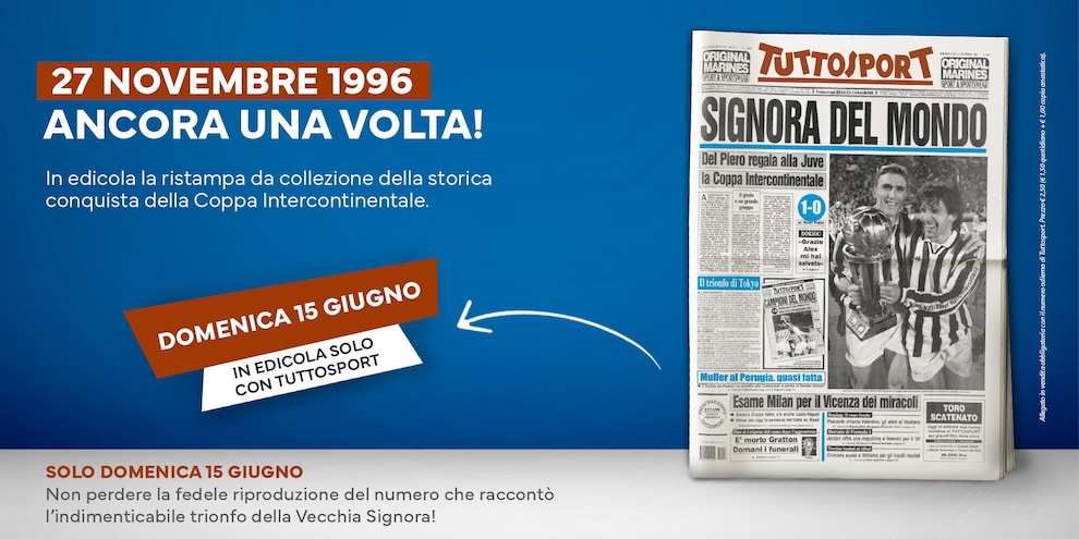 27 Novembre 1996, la Juventus Campione del Mondo: domenica la storia torna in edicola 27 Novembre 1996, la Juventus Campione del Mondo: domenica la storia torna in edicola