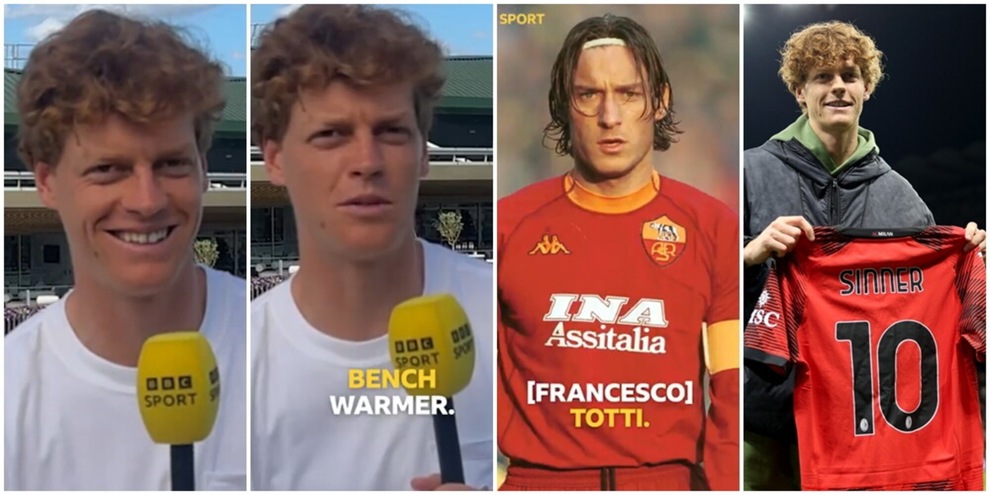 Totti, Juve e Milan: Sinner sceglie la sua squadra del calcetto, "Io a loro scaldo la panchina" Totti, Juve e Milan: Sinner sceglie la sua squadra del calcetto, "Io a loro scaldo la panchina"