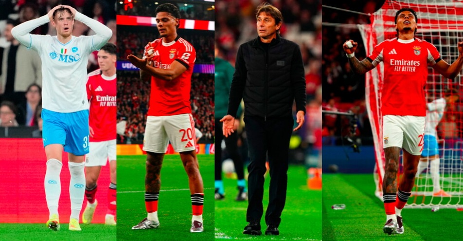 Rios fa piangere Conte: gol e assist, il Benfica affonda il Napoli