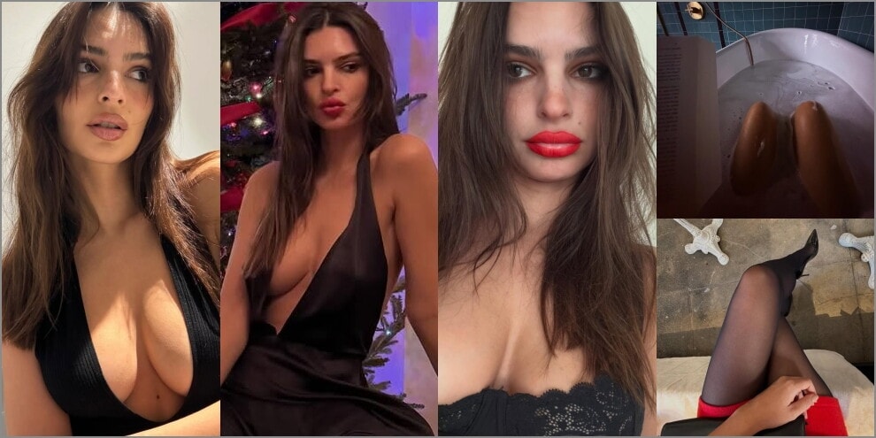 Emily Ratajkowski total black: l'outfit per Capodanno è hot