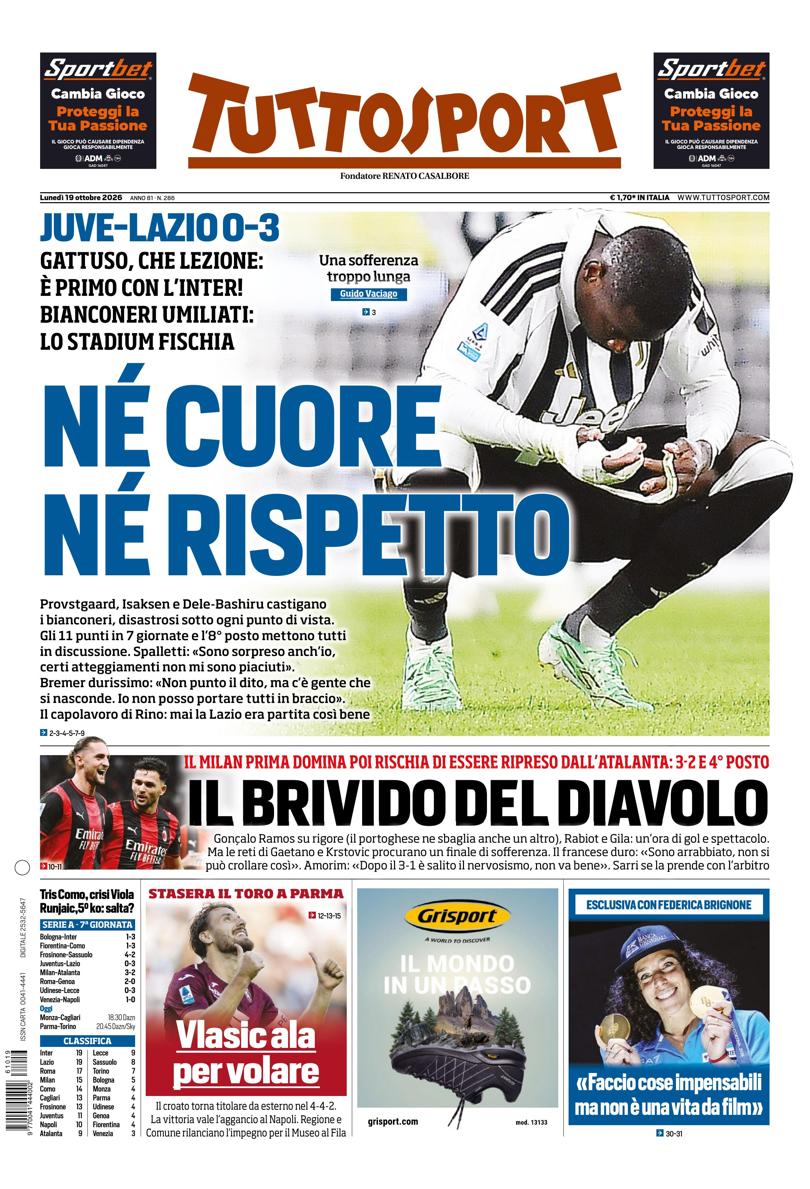 Prima pagina Tuttosport