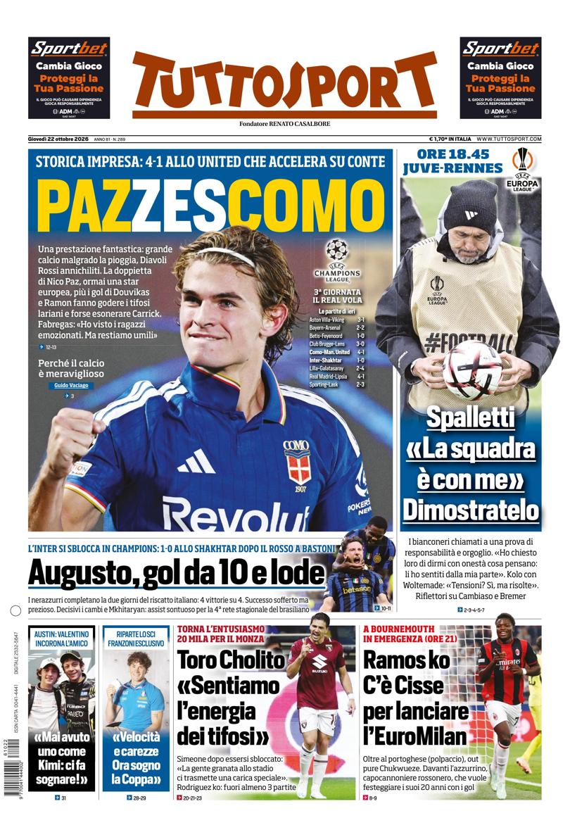 Prima pagina Tuttosport