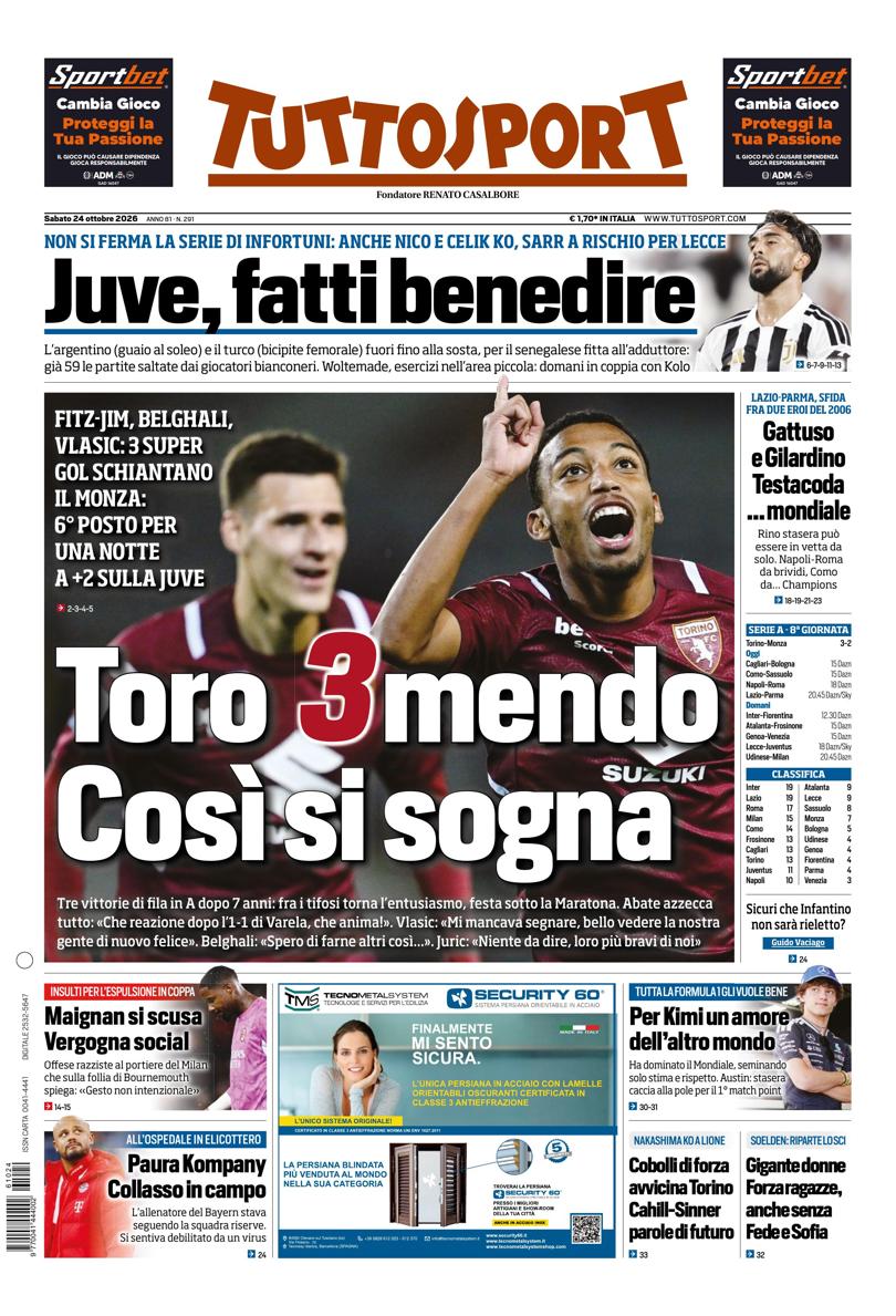 Prima pagina Tuttosport