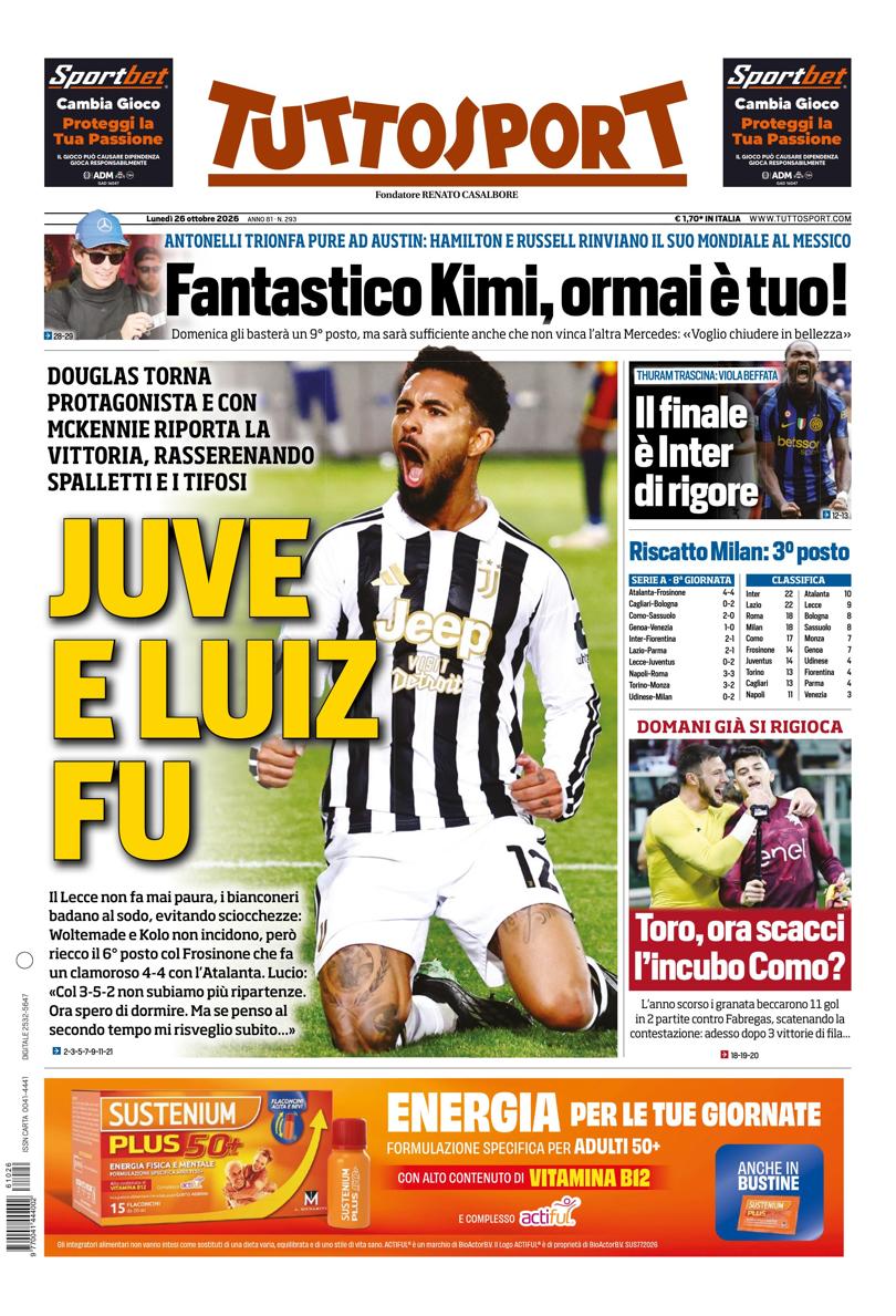 Prima pagina Tuttosport